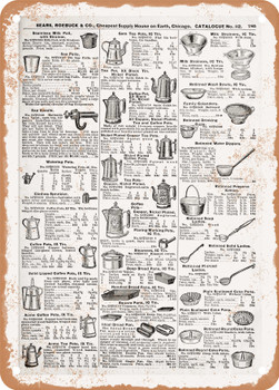 1902 Sears Catalog Cookware Page 771 - Rusty Look Metal Sign