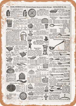 1902 Sears Catalog Trays and Utensils Page 774 - Rusty Look Metal Sign