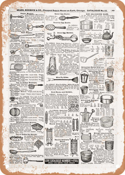 1902 Sears Catalog Kitchen Utensils Page 775 - Rusty Look Metal Sign