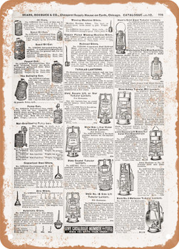 1902 Sears Catalog Lanterns Page 777 - Rusty Look Metal Sign
