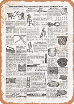 1902 Sears Catalog Ladders and Baskets Page 781 - Rusty Look Metal Sign