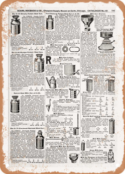 1902 Sears Catalog Dairy Items Page 783 - Rusty Look Metal Sign