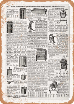 1902 Sears Catalog Creamery Items Page 784 - Rusty Look Metal Sign