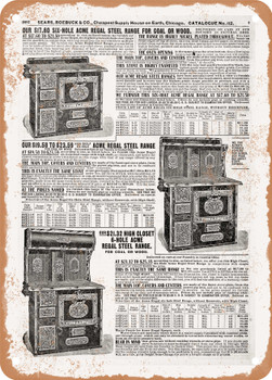 1902 Sears Catalog Steel Cooking Ranges Page 788 - Rusty Look Metal Sign