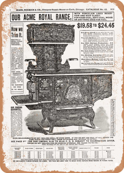 1902 Sears Catalog Cooking Ranges Page 805 - Rusty Look Metal Sign
