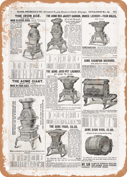 1902 Sears Catalog Heaters Page 813 - Rusty Look Metal Sign
