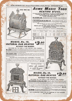 1902 Sears Catalog Heaters Page 816 - Rusty Look Metal Sign