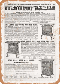 1902 Sears Catalog Heaters Page 817 - Rusty Look Metal Sign