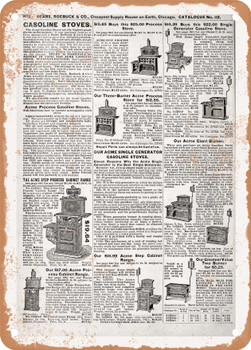 1902 Sears Catalog Heaters Page 818 - Rusty Look Metal Sign