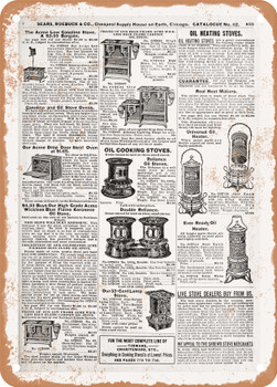 1902 Sears Catalog Heaters Page 819 - Rusty Look Metal Sign