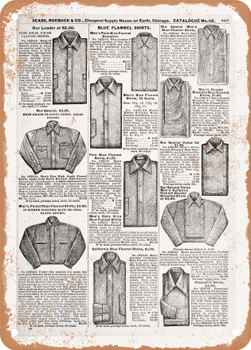 1902 Sears Catalog Men's Shirts Page 827 - Rusty Look Metal Sign