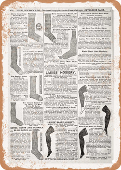 1902 Sears Catalog Men's Socks Page 832 - Rusty Look Metal Sign