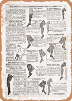 1902 Sears Catalog Women's Socks Page 833 - Rusty Look Metal Sign