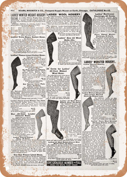 1902 Sears Catalog Women's Socks Page 834 - Rusty Look Metal Sign