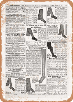 1902 Sears Catalog Women's Socks Page 835 - Rusty Look Metal Sign