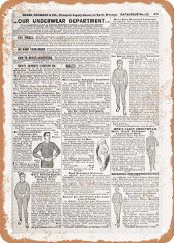 1902 Sears Catalog Underwear Page 837 - Rusty Look Metal Sign