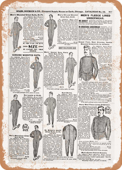 1902 Sears Catalog Underwear Page 839 - Rusty Look Metal Sign