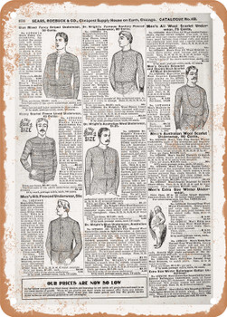 1902 Sears Catalog Underwear Page 840 - Rusty Look Metal Sign