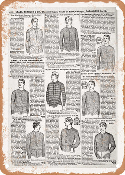 1902 Sears Catalog Underwear Page 842 - Rusty Look Metal Sign