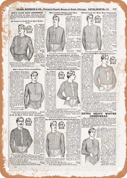 1902 Sears Catalog Underwear Page 843 - Rusty Look Metal Sign