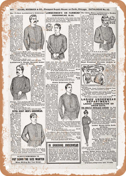 1902 Sears Catalog Underwear Page 844 - Rusty Look Metal Sign
