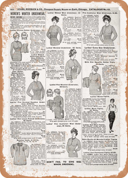 1902 Sears Catalog Underwear Page 846 - Rusty Look Metal Sign