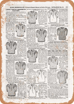 1902 Sears Catalog Underwear Page 847 - Rusty Look Metal Sign