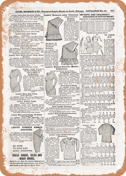 1902 Sears Catalog Underwear Page 849 - Rusty Look Metal Sign