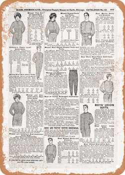 1902 Sears Catalog Underwear Page 851 - Rusty Look Metal Sign