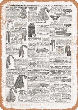 1902 Sears Catalog Men's Ties Page 857 - Rusty Look Metal Sign