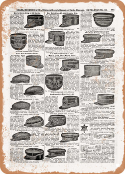 1902 Sears Catalog Hats Page 883 - Rusty Look Metal Sign
