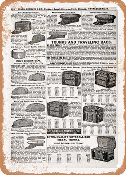 1902 Sears Catalog Hats Page 884 - Rusty Look Metal Sign