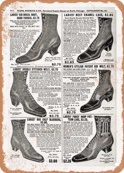 1902 Sears Catalog Shoes Page 890 - Rusty Look Metal Sign