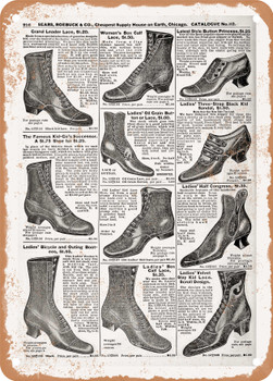 1902 Sears Catalog Shoes Page 894 - Rusty Look Metal Sign