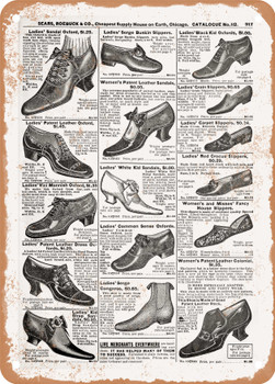 1902 Sears Catalog Shoes Page 895 - Rusty Look Metal Sign