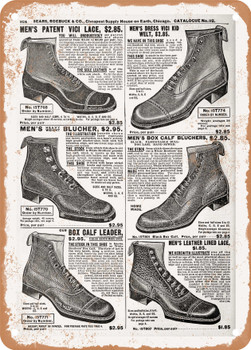 1902 Sears Catalog Shoes Page 902 - Rusty Look Metal Sign
