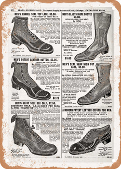 1902 Sears Catalog Shoes Page 904 - Rusty Look Metal Sign