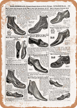 1902 Sears Catalog Shoes Page 907 - Rusty Look Metal Sign