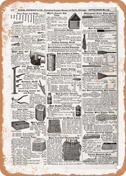 1902 Sears Catalog Shoe Accessories Page 914 - Rusty Look Metal Sign