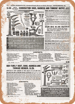 1902 Sears Catalog Shoe Accessories Page 916 - Rusty Look Metal Sign