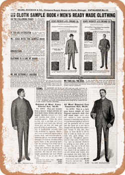 1902 Sears Catalog Men's Tailoring Page 928 - Rusty Look Metal Sign