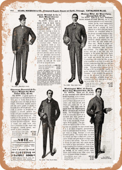 1902 Sears Catalog Men's Tailoring Page 930 - Rusty Look Metal Sign