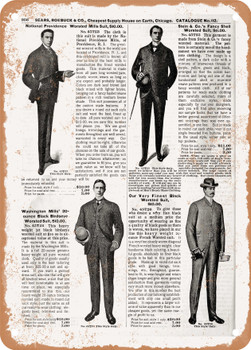 1902 Sears Catalog Men's Tailoring Page 934 - Rusty Look Metal Sign