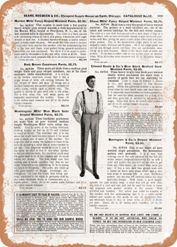 1902 Sears Catalog Men's Tailoring Page 937 - Rusty Look Metal Sign