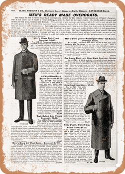 1902 Sears Catalog Men's Tailoring Page 938 - Rusty Look Metal Sign