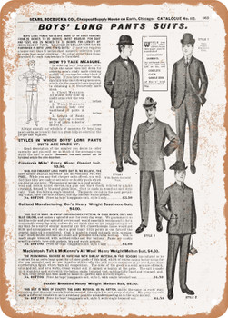 1902 Sears Catalog Men's Tailoring Page 941 - Rusty Look Metal Sign