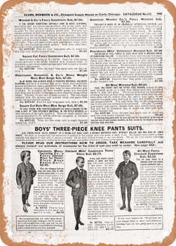 1902 Sears Catalog Men's Tailoring Page 943 - Rusty Look Metal Sign
