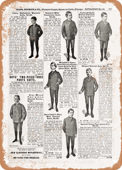 1902 Sears Catalog Men's Tailoring Page 945 - Rusty Look Metal Sign