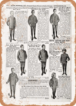 1902 Sears Catalog Men's Tailoring Page 946 - Rusty Look Metal Sign