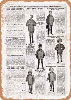 1902 Sears Catalog Men's Tailoring Page 948 - Rusty Look Metal Sign